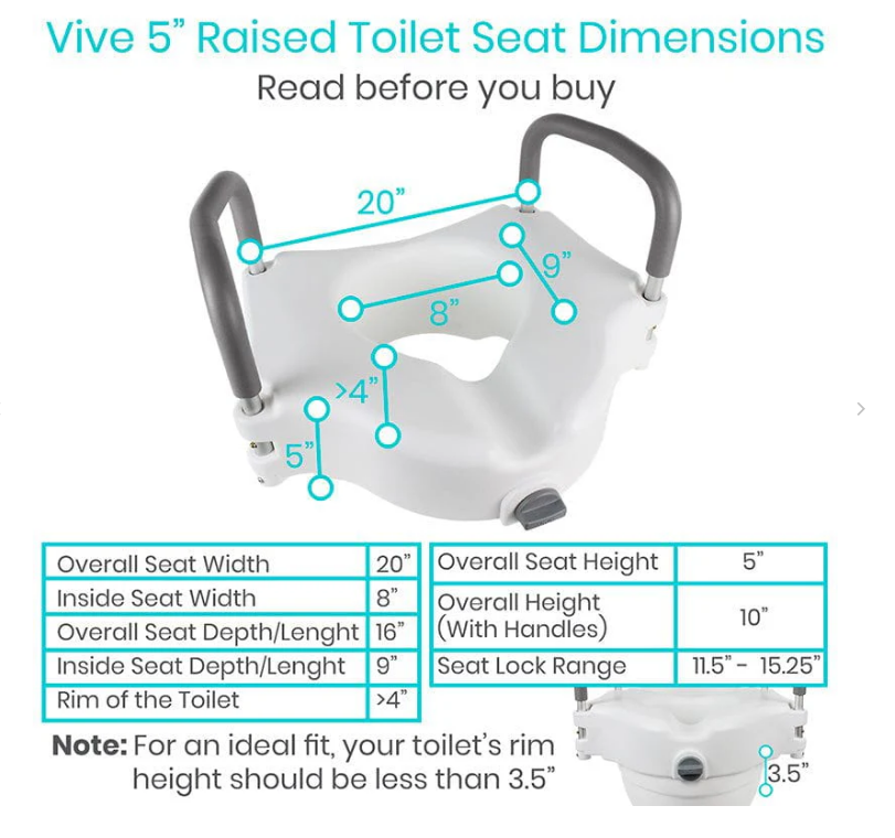 Vive Toilet Seat Riser with Arms