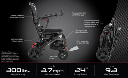 Pride Jazzy Carbon Power Wheelchair [Black]